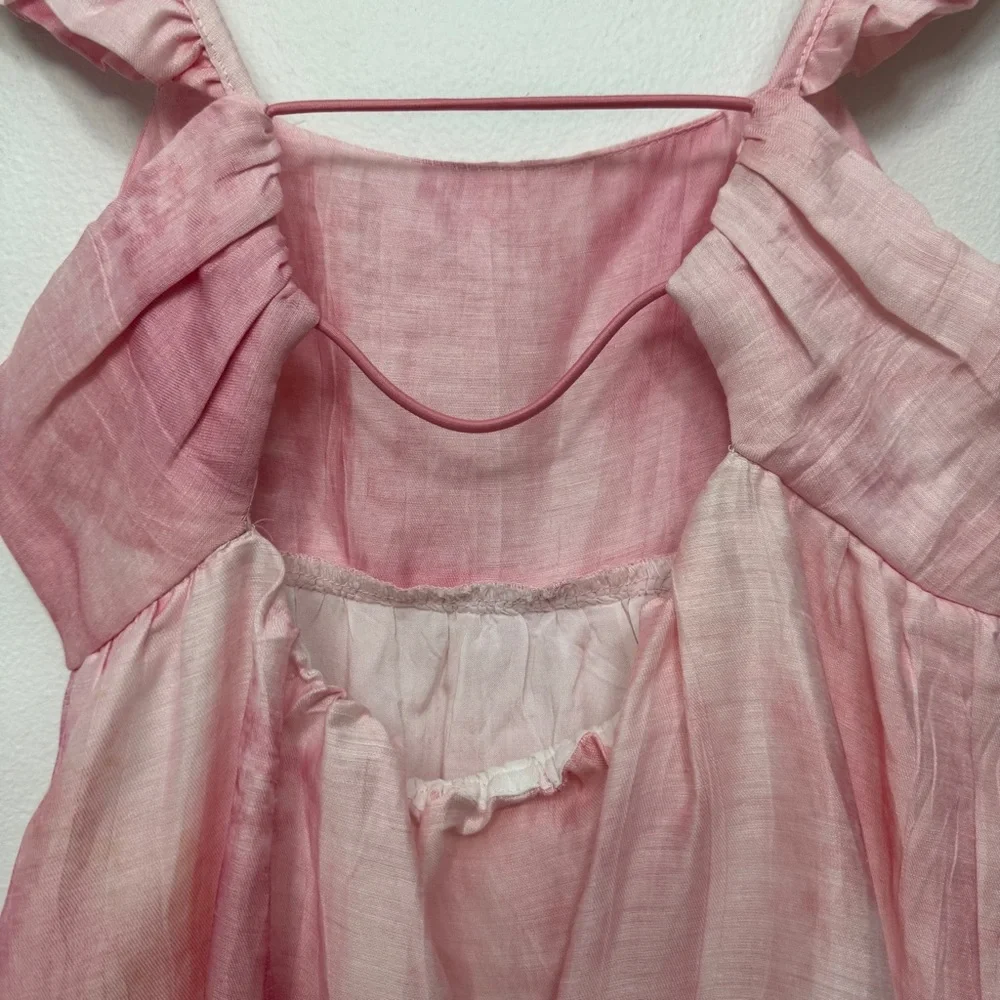 Zara Girls Ruffle Pink Dress Open Back Size 11-12